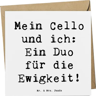 Produktbild von Mr. & Mrs. Panda Grußkarte Spruch Cello Duo - Weiß - Geschenk, Klappkarte, Instrument, Glückwunschkarte, Streichinstrument, Lernen, Musikinstrument, anlasskarte, Musik