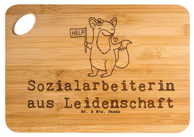 Produktbild von Mr. & Mrs. Panda Frühstücksbrett Sozialarbeiterin Leidenschaft - Transparent - Geschenk, Schneidebrett, vesperbrettchen, brotbrett, jausenbrett, Holzbrett, Brett
