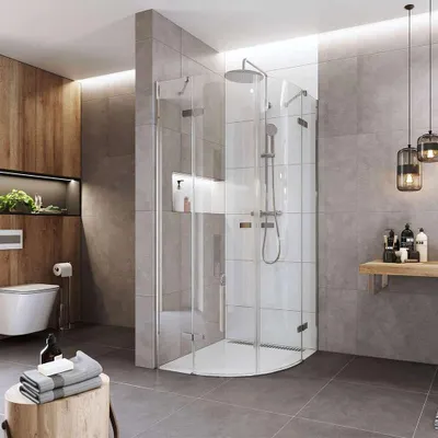 Zdjęcie produktu dla Mereo Kabina prysznicowa, Novea, ćwierćokrągła, R 550, zawias, 90x90 cm, chrom ALU, szkło przezroczyste - CK70101Z