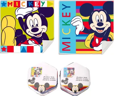 Produktbild von Mickey Mouse Zauberhandtuch Set für Kinder - 2-teilig, 30x30 cm, aus Baumwolle - Magische Handtücher für Mädchen & Jungen - Mitgebsel für Kindergeburt