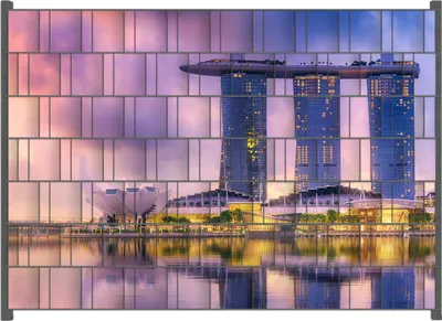 Produktbild von Wallario Zaunsichtschutz mit Motiv Abenddämmerung in Singapur für Ein- und Doppelstabmatten Zäune in der Größe 200 x 140 cm