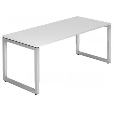 Produktbild von Büro Schreibtisch 180x80 cm Modell RS19 mechanische Höheneinstellung W=Weiß-silber