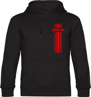 Produktbild von multifanshop Kapuzen Sweatshirt - Düsseldorf - Streifen, schwarz, Größe 3XL