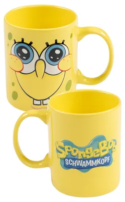 Produktbild von Spongebob Schwammkopf 3D Tasse - Face Kaffeetasse Becher Kaffeebecher aus Keramik Gelb 320 ml