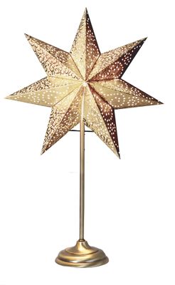 Gwiazda stojąca złota ANTIQUE 55 cm wysokości metalowa podstawa wymienne żarówki LED E14
