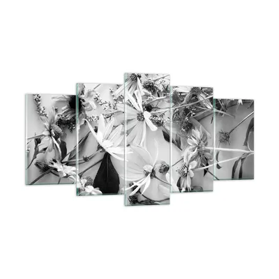Produktbild von Bilder auf glas - 5 Teile - Blumen Schwarzweiß Fotografie - 160x85cm - Glasbilder - Wandbilder - Bilder - Wanddekoration aus Glas - Glas Bilder - Wandbild auf Glas - GEA160x85-4740
