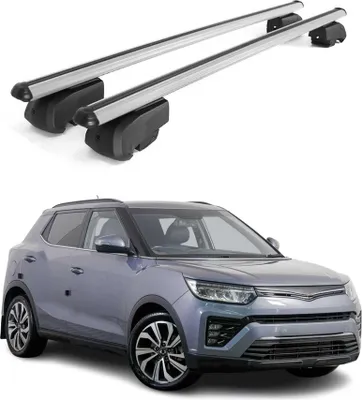 Zdjęcie produktu dla Poprzeczne relingi dachowe do Ssangyong Tivoli 2015–2023, aluminium, kolor szary, homologacja ABE