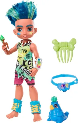 Obrázek produktu pro Mattel - Cave Club Slate, pohyblivá prehistorická panenka s dinosaurem