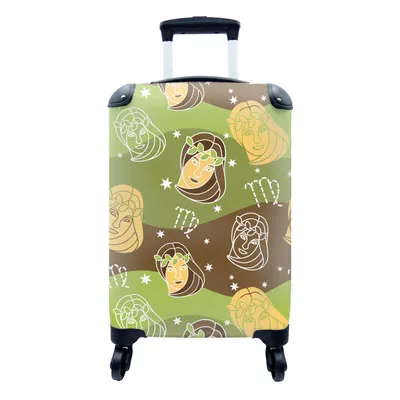 Produktbild von MuchoWow® Koffer Handgepäck Trolley Rollkoffer Kleine Reisekoffer mit 4 Rollen - Jungfrau - Tierkreiszeichen - Muster - Cabin Size < 55x40x23 cm & 55x40x20 cm - Fotokoffer - Kabinenkoffer - Boardgepäck - Reise-Box - Reisekoffer - Reisegepäck - Koffer mit Bild - Trolley für Kinder