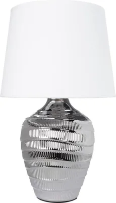 Zdjęcie produktu dla Lampa stołowa ARTE LAMP LED – klasyczna, dekoracyjna lampa biurkowa w chromowanym wykończeniu z białym abażurem z tkaniny, do salonu i sypialni – z przewodem. Kolor: chrom, biały