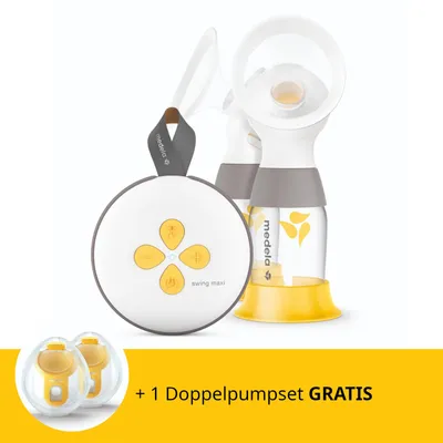 Produktbild von MEDELA elektrische Milchpumpe SWING MAXI + Gratis-Set eins nutzen, eins spülen