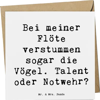 Produktbild von Mr. & Mrs. Panda Grußkarte Spruch Besondere Flöte - Weiß - Geschenk, Musikinstrument, anlasskarte, Holzblasinstrument, Humor, Instrument, Vögel, Glückwunschkarte, Musik