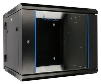 Zdjęcie produktu dla Extralink Szafa rack 12U 600x600 AZH Czarna montowana na ścianie, dwusekcyjna, Szafa wisząca, 12U, 60 kg, Zamek, Relingi, Czarny
