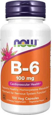 Produktbild von Vitamin B-6 Pyridoxin 100 mg 100 Veg-Kapseln Now Foods