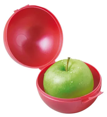 Produktbild von Apfel-Dose mit Klickverschluss – Runde Apfelbox für Schule & Arbeit –  Germany & BPA-frei – Perfekte Frischhaltebox oder Vesperbox - standard-gelb