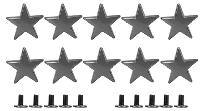 Produktbild von 10 Stück Metallsternnieten, 20 mm, hochglänzend, aus Zinklegierung, mit 7-mm-PH-Schrauben für Kleidung, Schuhe, Jacken, silber/schwarz