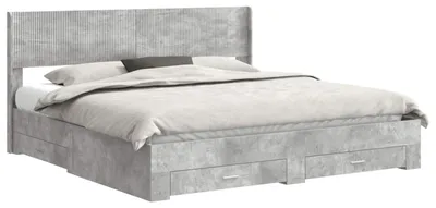 Produktbild von vidaXL Bettgestell mit Stauraum und Kopfteil Betongrau 180 x 200 cm