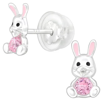 Produktbild von Hasen Ohrringe Kinder: 925 Silber Ohrstecker Hase 925 Sterling Silber