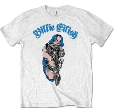 Obrázek produktu pro Billie Eilish Bling (Glitter Print) Tričko s krátkým rukávem White XL
