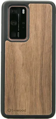The back of a smartphone case with a wood grain texture.