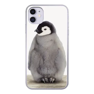 Produktbild von MuchoWow® Handyhülle Schutzhülle Hülle für iPhone 11 Kinder - Pinguin - Grau - Tiere - Mädchen - Jungen Silikon Softcase Handy Hülle - Handytasche