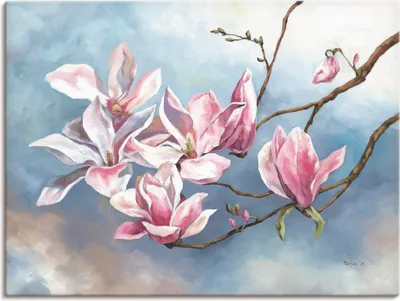 Produktbild von ARTland Leinwandbild Magnolienzweig Größe: 120x90 cm