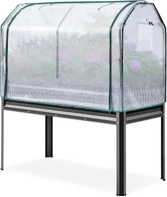 Produktbild von Hochbeet aus Metall Pflanzkasten Blumenbett, Frühbeet Bausatz Kräuterbeet für Garten, Balkon, Terrasse (120x58x140cm)
