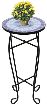 Productafbeelding van Ronde Bijzettafel met Mozaïek Blauw Wit 30 cm