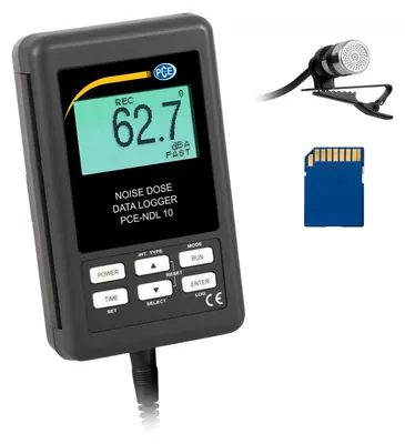 Zdjęcie produktu dla Miernik poziomu dźwięku PCE-NDL 10 z rejestratorem danych |Częstotliwość A+C |Interwał 1-3600 s |Gniazdo karty SD |USB