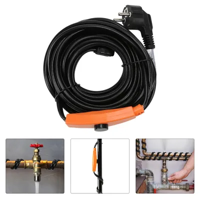 Zdjęcie produktu dla Ikodm Kabel grzewcze 2m, 32W, 230V, IP68, grzejnik do rur, z termostatem, kabel przeciwzamrożeniowy do rur wodociągowych, do użytku wewnętrznego i zewnętrznego
