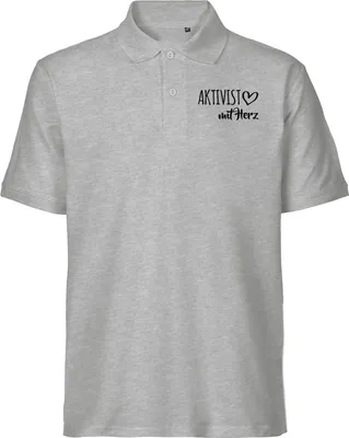 Produktbild von Huuraa Herren Polo Shirt Aktivist mit Herz M Sport Grey Bio Baumwolle Fairtrade Poloshirt Geschenkidee
