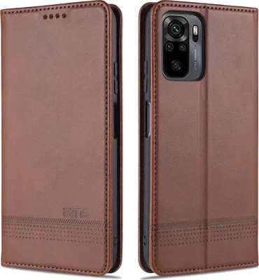 Produktbild von LaimTop LederHülle für Redmi Note 10 4G, Klapphüllen Brieftasche Magnetverschluss Ständer Schutzhülle für Xiaomi Redmi Note 10 4G / Note 10S Kaffee