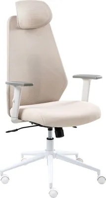Produktbild von BELIANI Bürostuhl Beige Gepolstert Mesh Netzstoff Verstellbare Armlehnen und Kopfstütze Sitzhöhenverstellung Drehbar Wippfunktion Drehstuhl