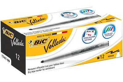 Image de Bic velleda medium 1741 noir ds/12