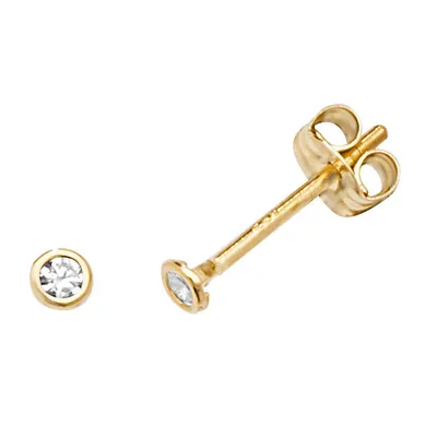 Produktbild von Klassische 9 Karat (375) Gold Damen - Paar Ohrstecker mit Zirkonia - 2mm*2mm; TRS27287