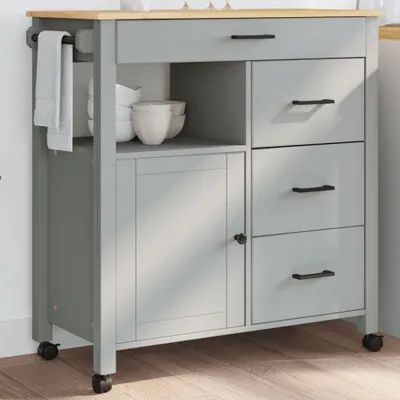 Produktbild von Möbel Küchenwagen MONZA 84x40x88,5 cm Massivholz Kiefer - Servierwagen &21148