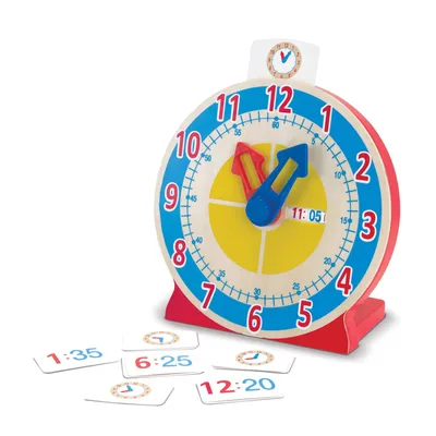 Image de Horloge en bois pour apprendre à lire l'heure, 14 pièces