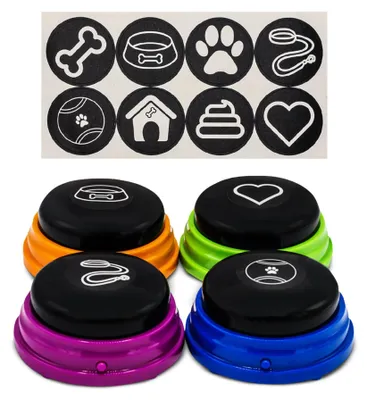 Obrázek produktu pro Vulpes Goods knoflíky pro psy, knoflíky pro psy, knoflíky pro komunikaci, hračka pro psy, výcvik psů, se 4 knoflíky, včetně nálepky pro výcvik