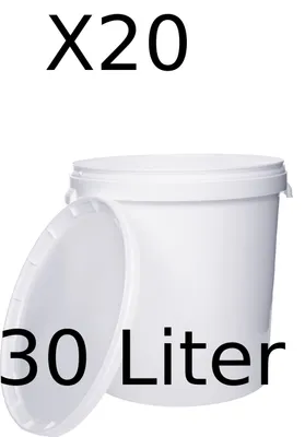 Produktbild von BenBow Eimer mit Deckel 30L x20 Weiß - lebensmittelecht, stabil, luftdicht, auslaufsicher, geruchsneutral - Plastikeimer - leer