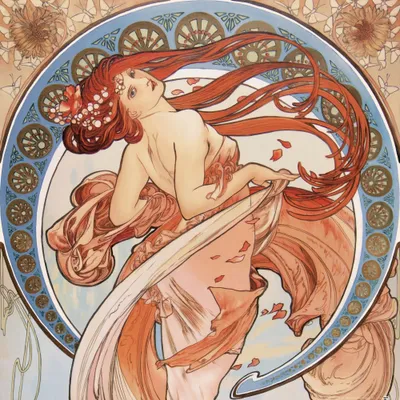 Produktbild von Alphonse Mucha Kunstdruck Bild - Der Tanz, 1898 (40 x 40 cm)