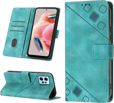 Produktbild von Hülle für Xiaomi Redmi Note 12 4G Prägung Flip Leder Brieftasche Schutzhülle mit Ständer Grün