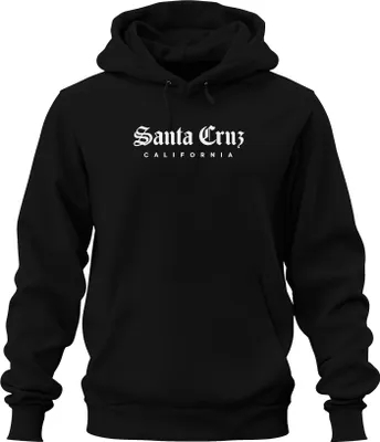 Produktbild von Santa Cruz California Surfen Skate Vintage OldEnglish Schrift Uni Hoodie Kapuzenpullover, Schwarz, S