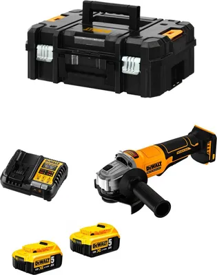 Produktbild von Mini-Winkelschleifer DeWALT DCG408P2T (2 x 5,0 Ah + DCB1104 + TSTAK II)