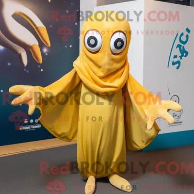 Produktbild von Maskottchenkostüm REDBROKOLY Gold Squid mit Henley-Shirt und Schals