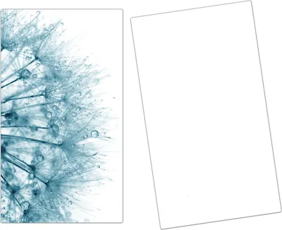 Produktbild von Spritzschutz Herdabdeckplatte Schneidebrett aus Glas Löwenzahn mit Tropfen 2-Teilig (60x52cm)