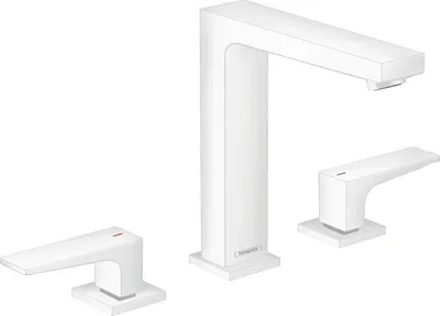 Zdjęcie produktu dla Hansgrohe Metropol - Bateria umywalkowa z wylewką Push-Open, 3-otworowa, biały matowy 32515700