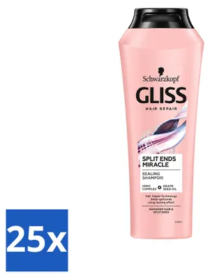 Productafbeelding van 25 x Schwarzkopf Gliss Shampoo voor beschadigd haar, "Split Hair Miracle" - 250 ml - Voordeelverpakking - 25 stuks