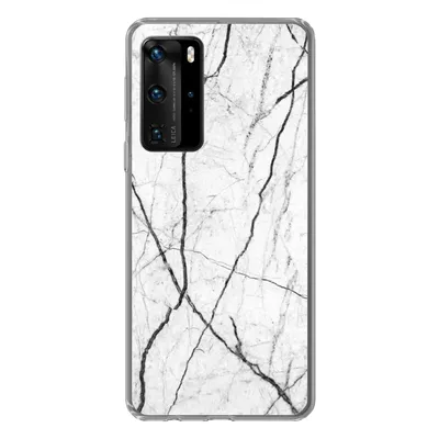 Produktbild von MuchoWow® Handyhülle Schutzhülle Hülle für Huawei P40 Pro Marmor - Schwarz - Weiß Silikon Softcase Handy Hülle - Schutz