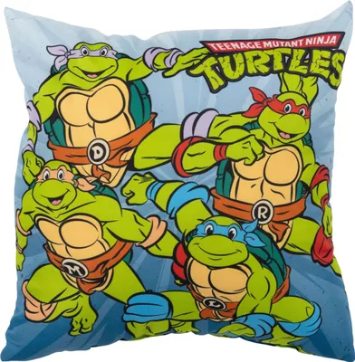 Produktbild von Teenage Mutant Ninja Turtles Kissen - Plüsch Dekokissen Zierkissen Kopfkissen Sitzkissen Blau 40 x 40 cm