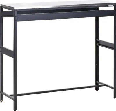 Produktbild von BELIANI Outdoor-Bartisch Schwarz Stahl 120 x 40 x 105 cm mit Edelstahlplatte Modern Outdoor-Küchenmöbel für Garten Draußen Außenbereich